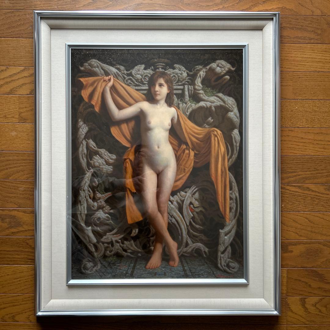 絵画　油彩画　少女　嶋根幸延　「少女裸婦」