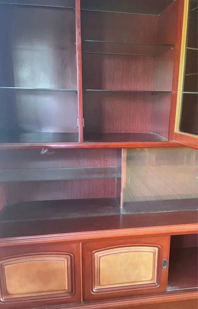 クラシック木製　キャビネット ダークブラウン　アンティーク 食器棚 本棚