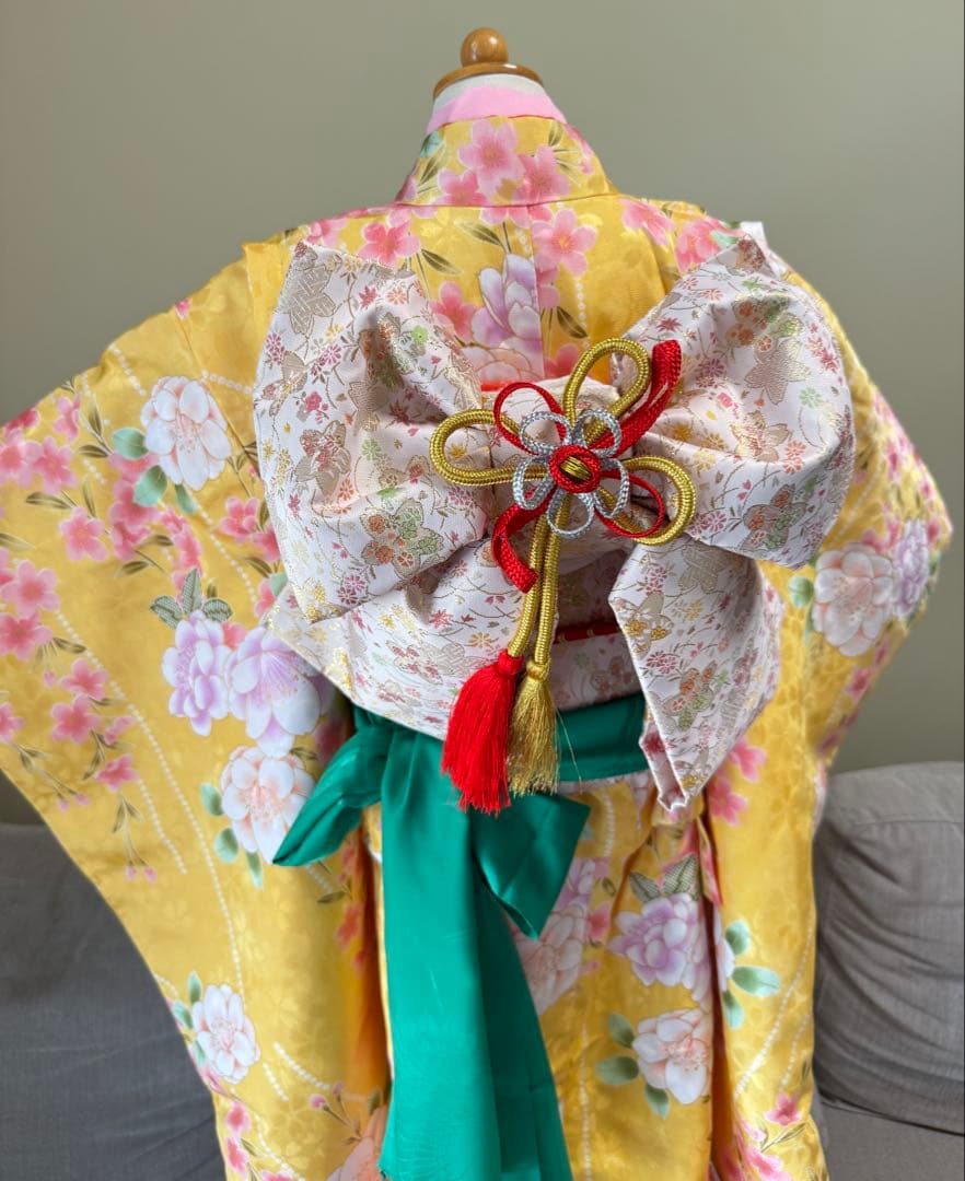 7歳七五三セット　黄色系着物　草履バッグ付き