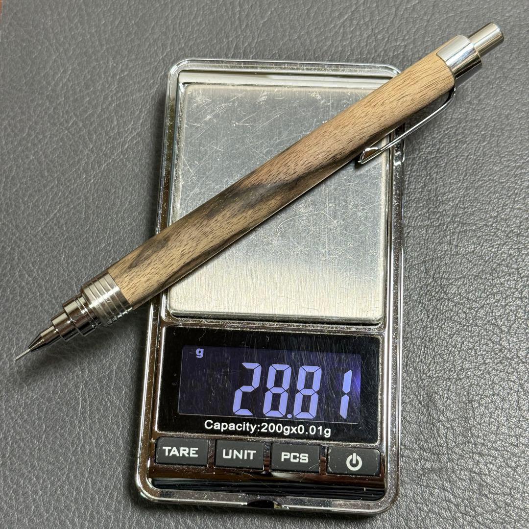 99黒柿　木軸シャーペン　最強低重心　ステンレス 溝付き　無塗装