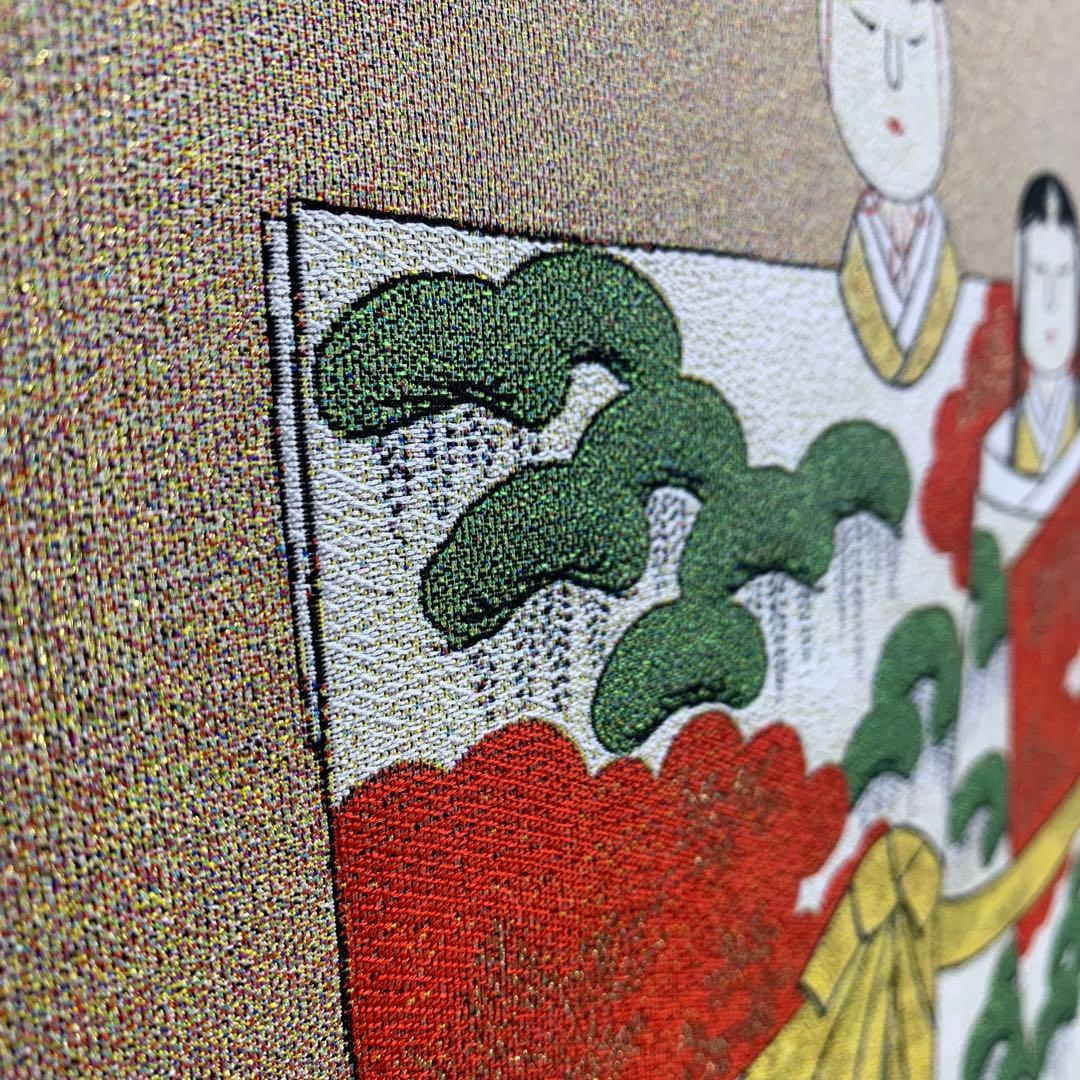 美品 掛け軸 酒井抱一画 西陣紹巴つづれ「立雛」風鎮・自在付き ひな祭り