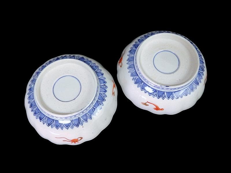 古伊万里　金襴手　桜花に春駒の図　膾皿　２客　F026AS-CVl