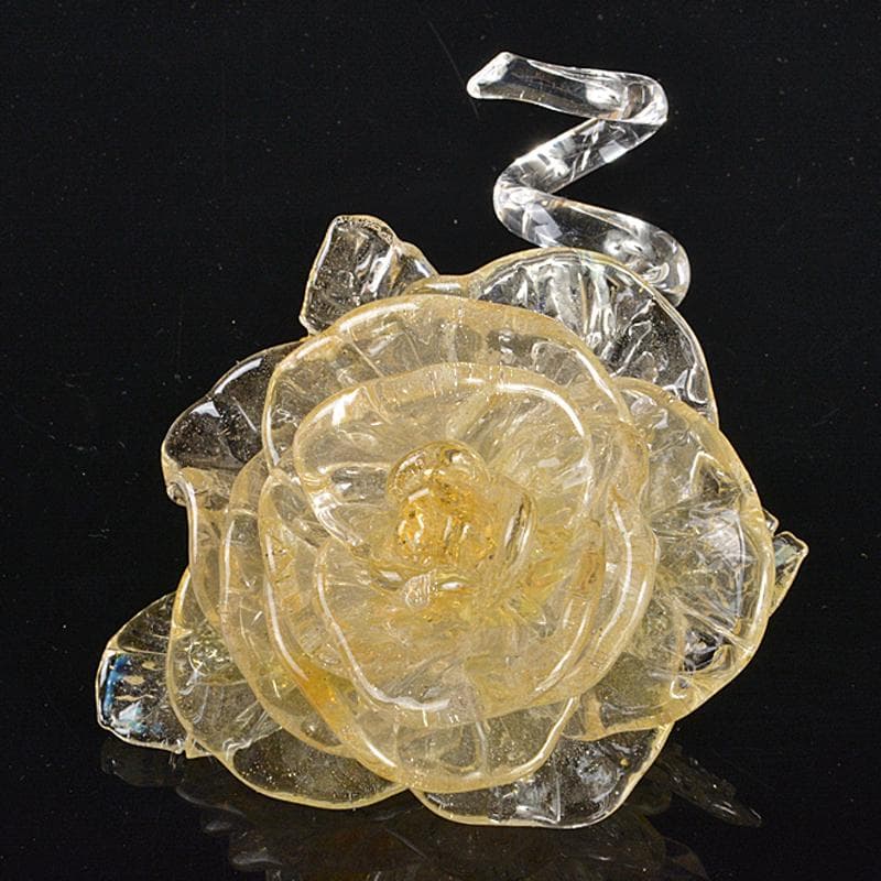 工芸ガラス　ガラス作家　伊藤珠美作　花　置物　V　R6827