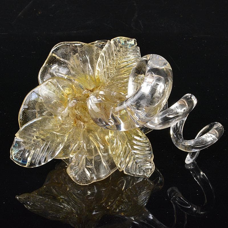 工芸ガラス　ガラス作家　伊藤珠美作　花　置物　V　R6827