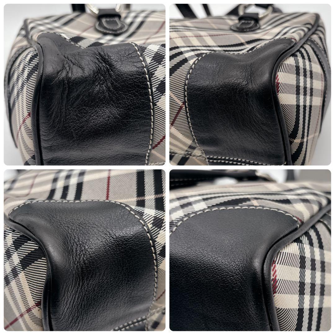 バーバリーブルーレーベル ミニボストン ノバチェック レザー ナイロン
