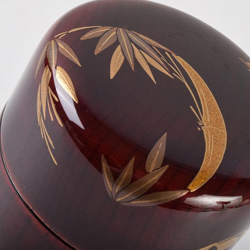 茶道具　輪島塗　蒔絵師　北浜宗貴作　﨔目すり　花丸文　長棗　共箱　M　R9323