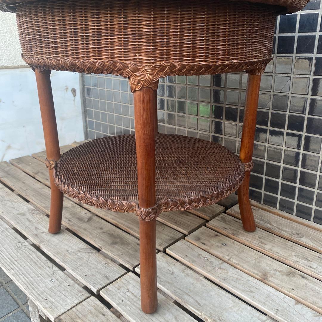 ラタン サイドテーブル ヴィンテージインテリア 籐 ナチュラル 美品