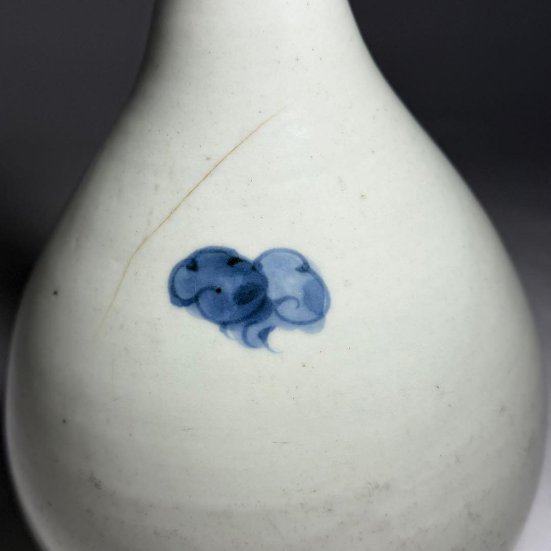 ◆希少 仙台藩御用窯 切込焼 染付山水図徳利 花瓶 花器 一輪挿し 江戸時代◆