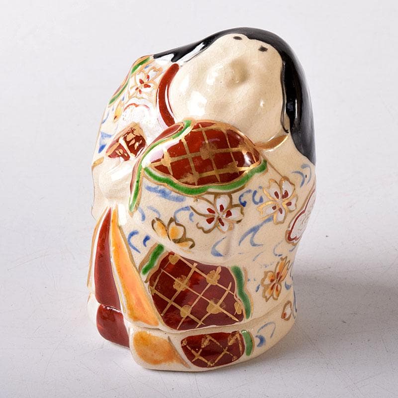 茶道具　京焼　橋本永豊作　色絵　お福　香合　共箱　V　7755