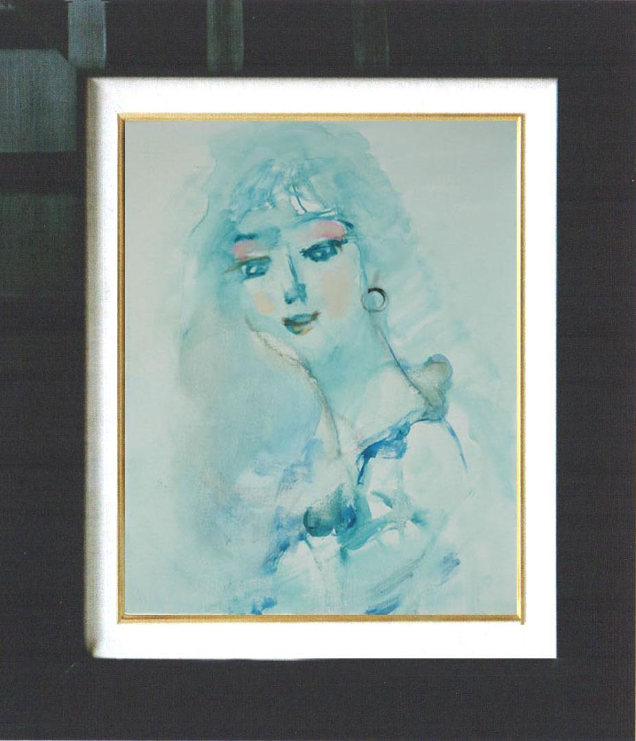 油絵 菅家令子 絵 絵画 インテリア 額付(白) F6-080112 人物 女性