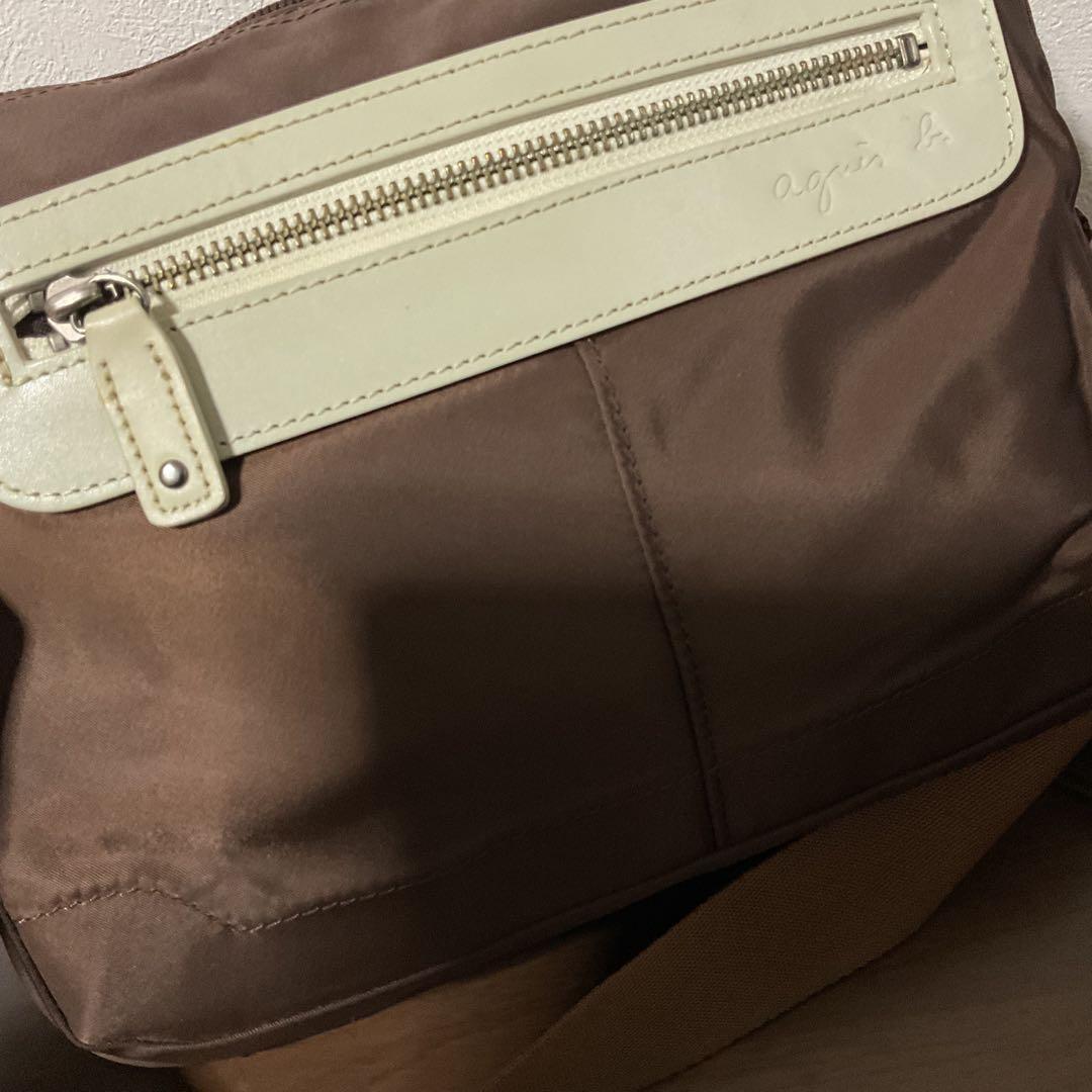 こん 未使用品 美品 アニエスベー レザー×ナイロン ロゴ ショルダー⑤