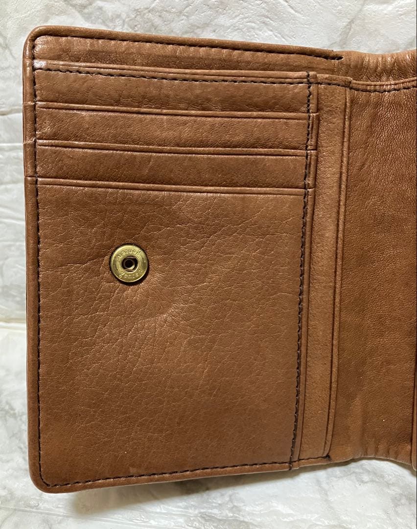 genten ブラウンレザー 二つ折り財布 牛革 未使用品