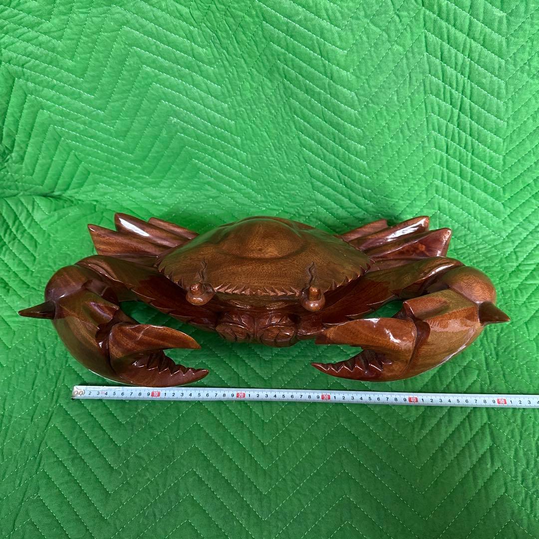木彫り　蟹 カニ 隠し収納①