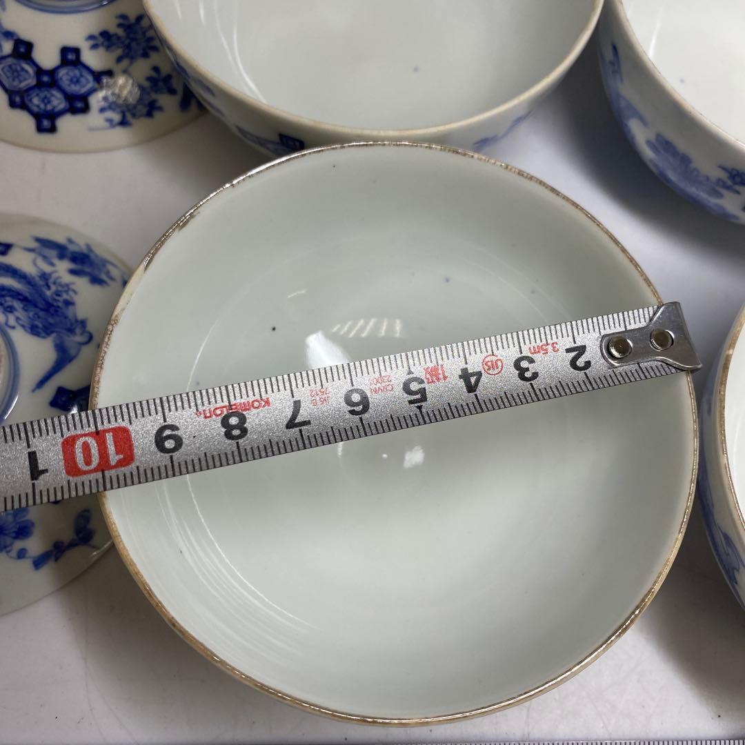 櫻井製　上手鳳凰図　蓋茶碗　5客　東さ8-0120②