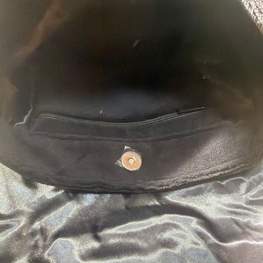 新品未使用　シャネルコスメノベルティブラックパイル生地ショルダーバッグBTSテテ