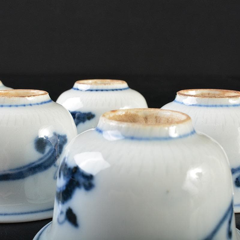 煎茶道具　伊万里焼　古伊万里染付蔦文　煎茶器　五客　V　R6093