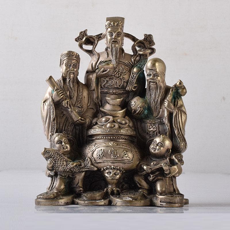 仏教美術　青銅古銅　福禄寿三星像　縁起物　置物　V　7833