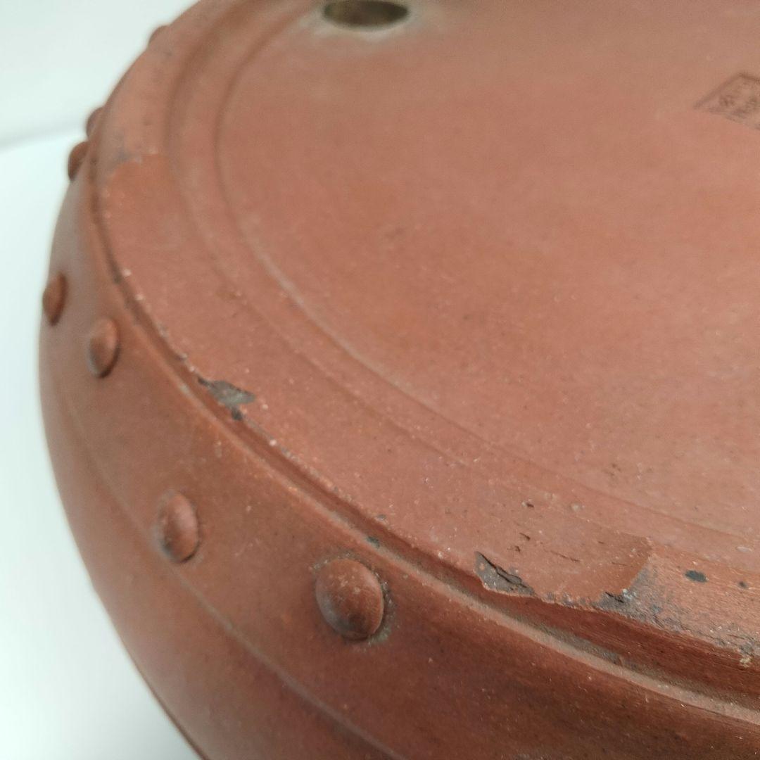 Ｔ182-1 中国 紫砂鉢 中国宜興 太鼓式 盆栽鉢 直径30cm　A