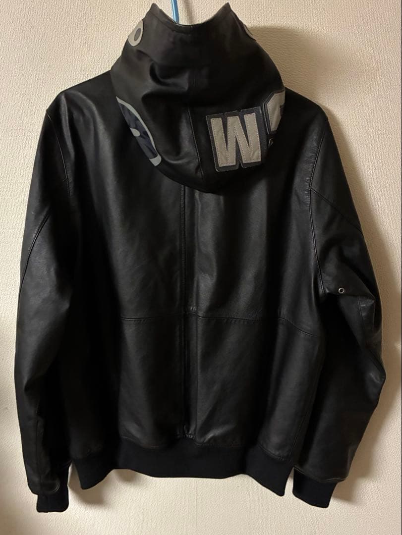 青山限定 A BATHING APE　レザー シャークパーカー M エイプ