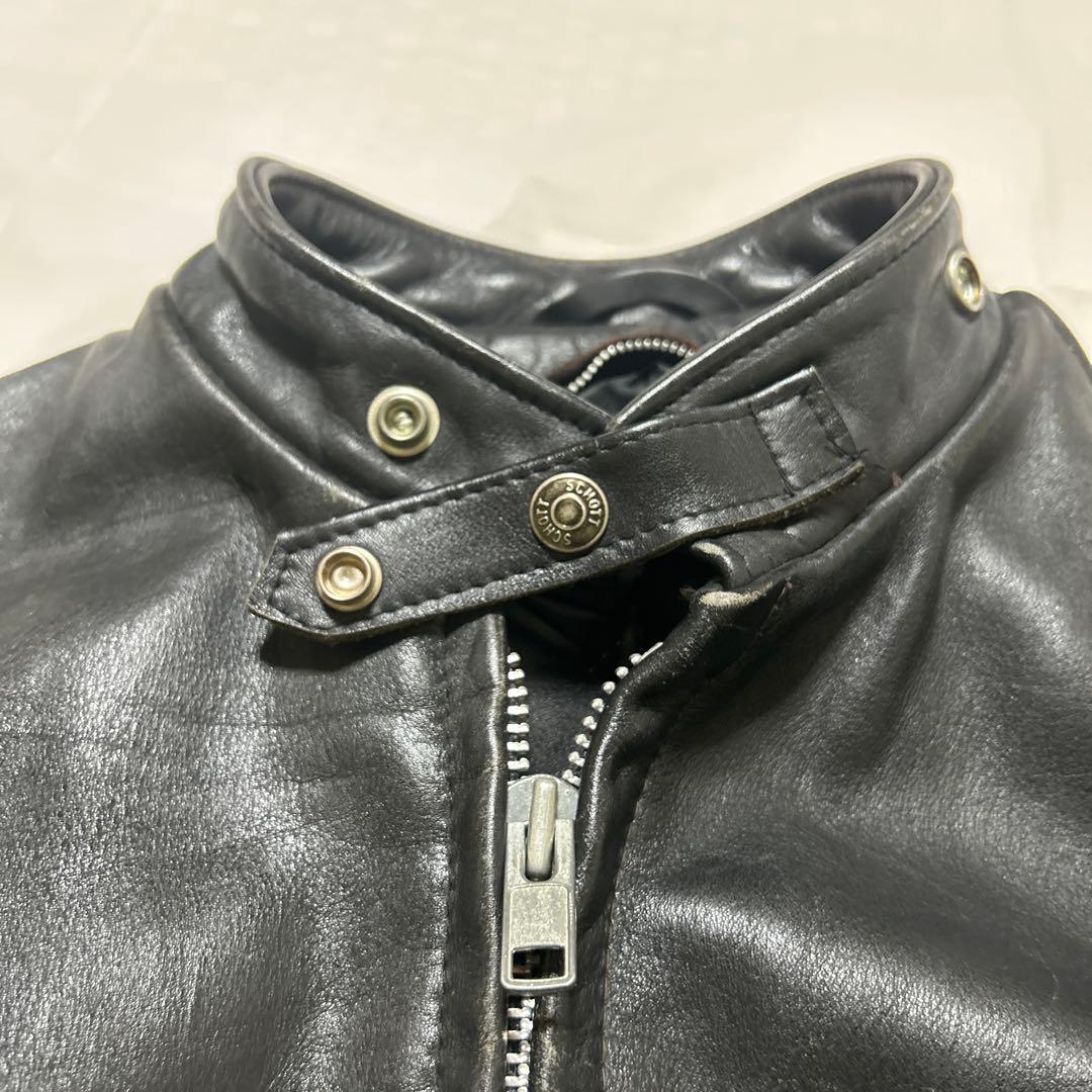 Schott ショット シングルライダース レザー 米国製 40 黒　中ボア無し