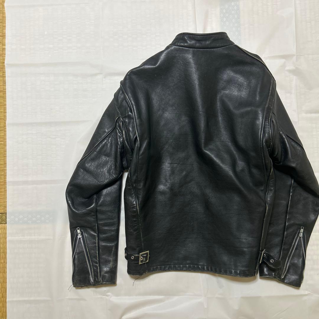 Schott ショット シングルライダース レザー 米国製 40 黒　中ボア無し