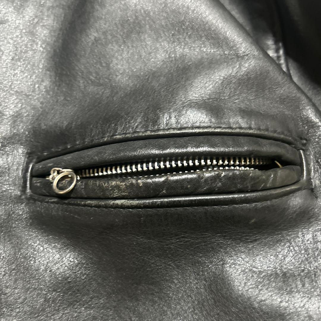 Schott ショット シングルライダース レザー 米国製 40 黒　中ボア無し