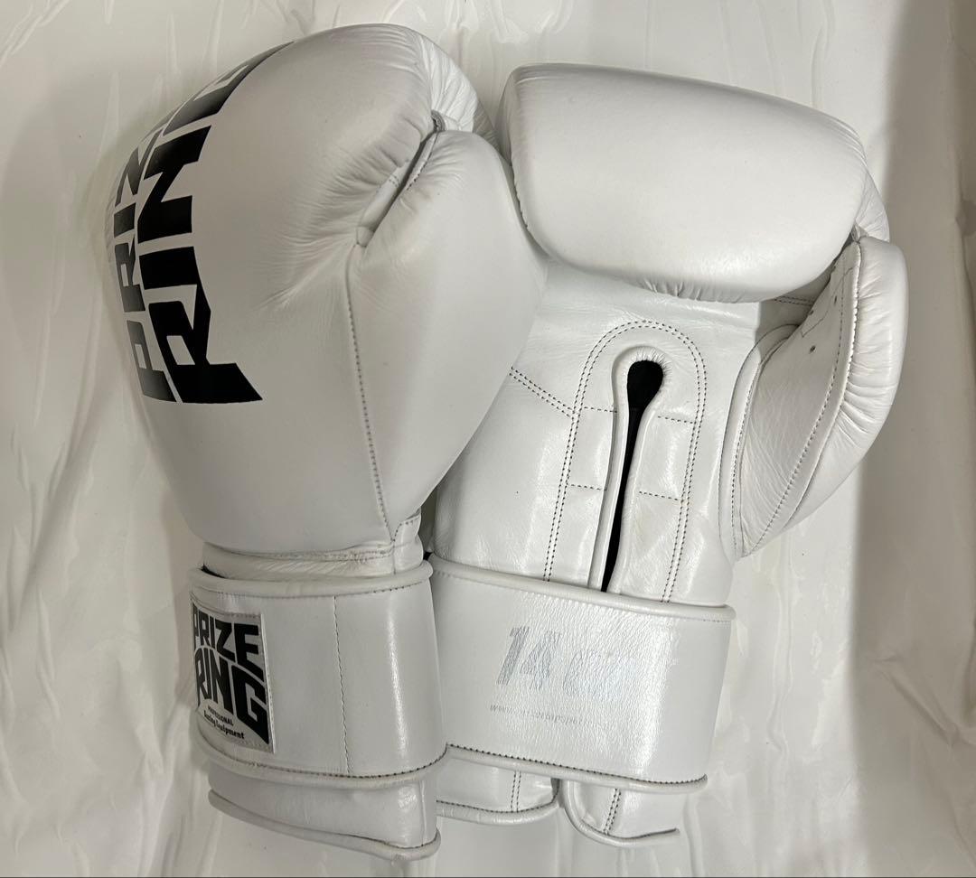 プライズリング　ボクシンググローブ　本革製 白14oz