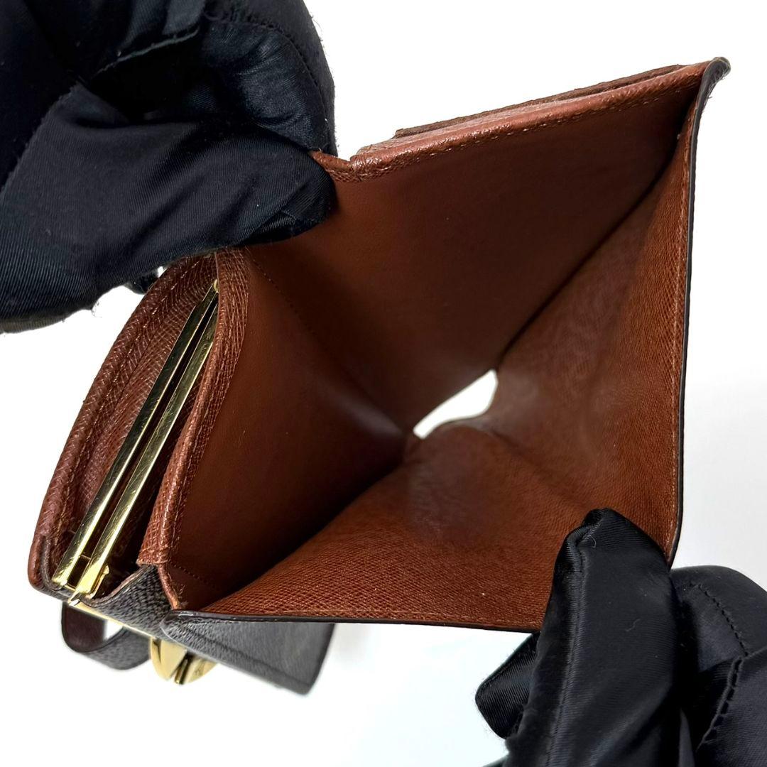 良品. ルイヴィトン モノグラム ポルトモネ ビエ ヴィエノワ がま口 茶 財布