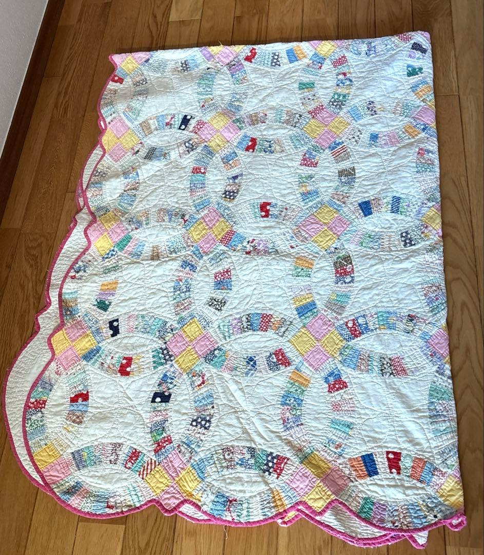 【稀少】【美品】アメリカンアンティーク⭐︎ダブルウエディング　約224×166cm