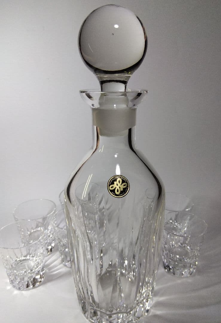 昭和レトロ　未使用　HOYAクリスタル　クリスタルデキャンタ＆ショットグラス