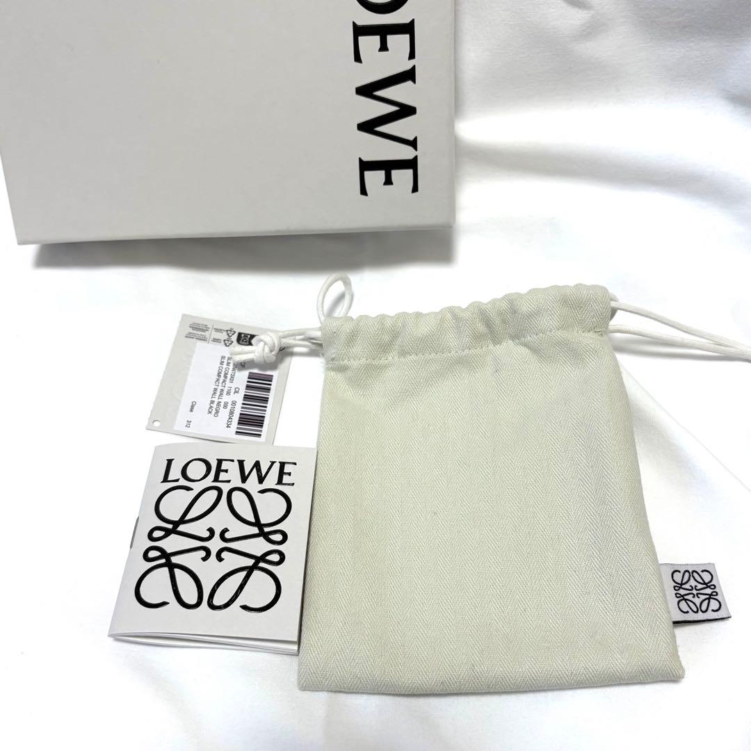 美品　LOEWE ロエベ アナグラム スリムコンパクトウォレット 二つ折り 黒