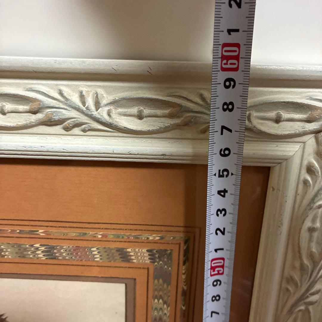 フランスアンティーク貴婦人版画　マーブル額装　最大サイズ