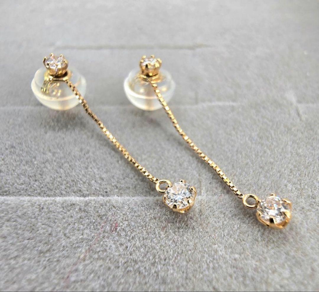 週末セール！K18 計0.22カラット ダイヤモンドピアス