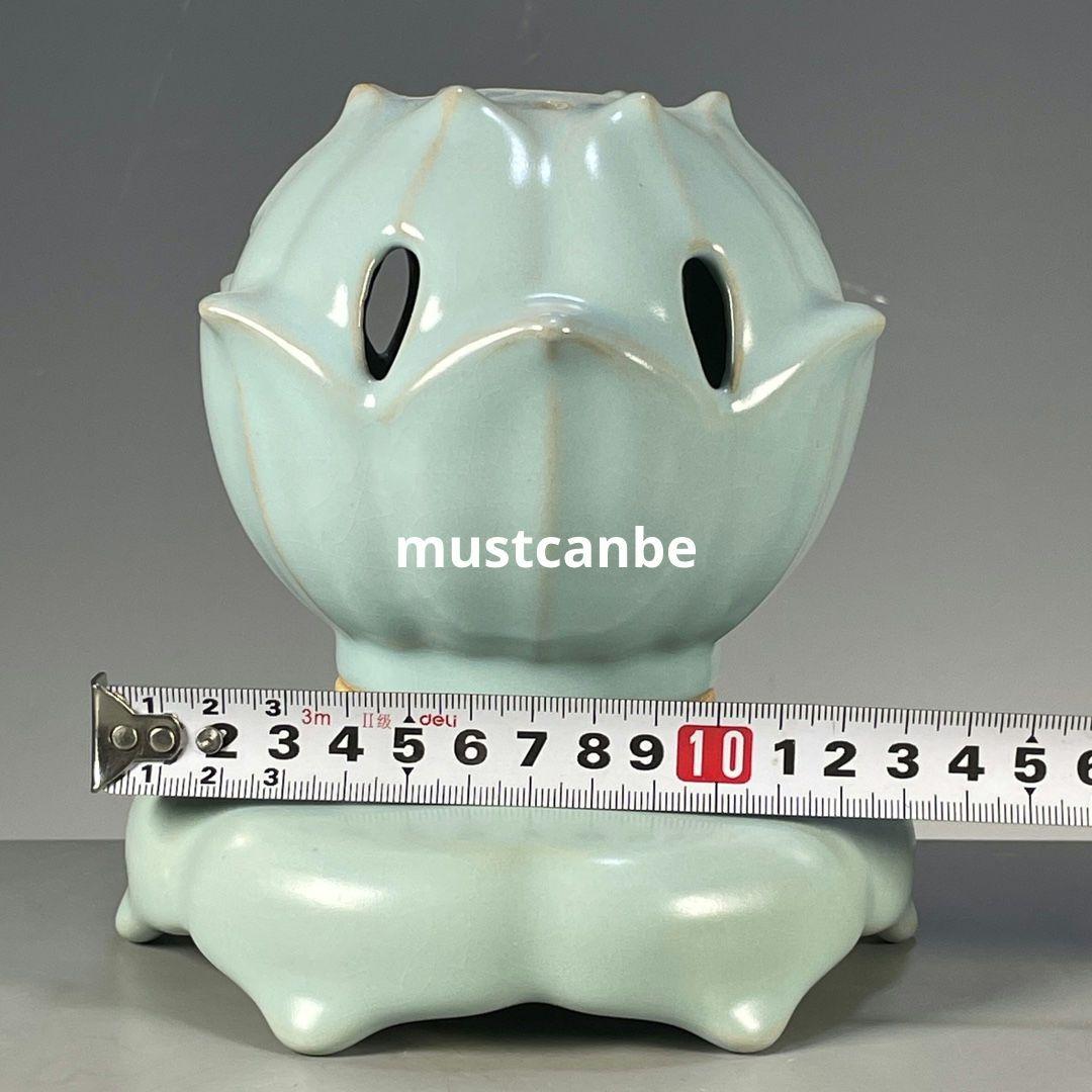 宋官窯汝磁器天青釉蓮華薫香炉 景徳鎮 陶磁器 装飾品 現代工芸品 美術品 置物