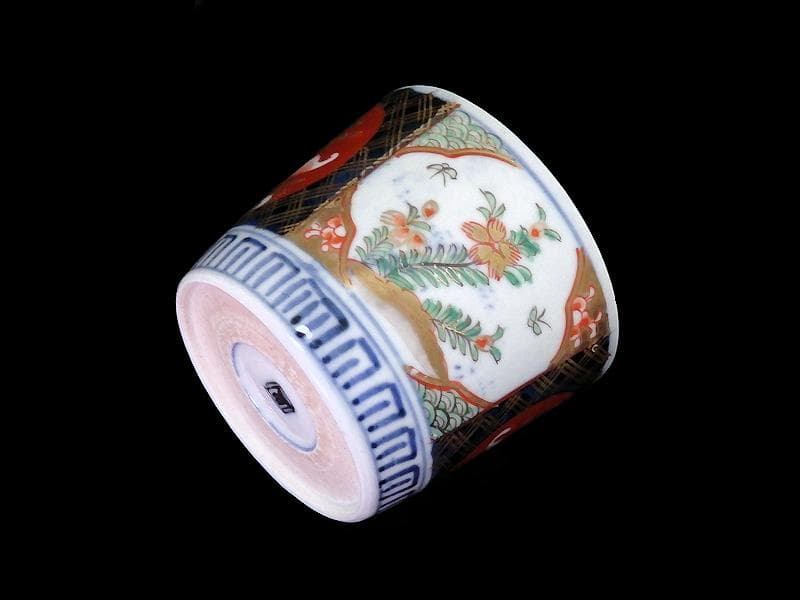 古伊万里　色絵　花に蝶の図　蕎麦猪口　B096AS-CSs