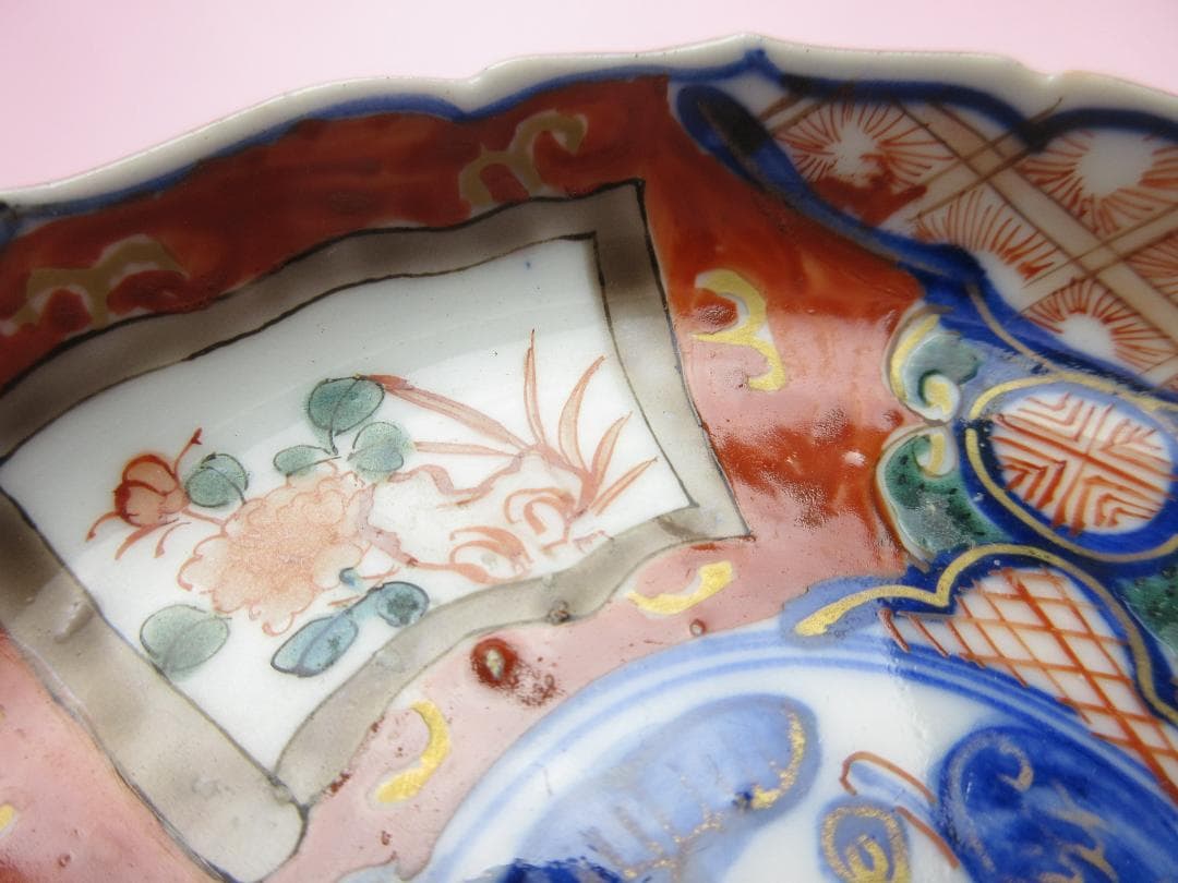 時代物 角富 花草紋 色絵 錦手 小皿 10客 MO70115
