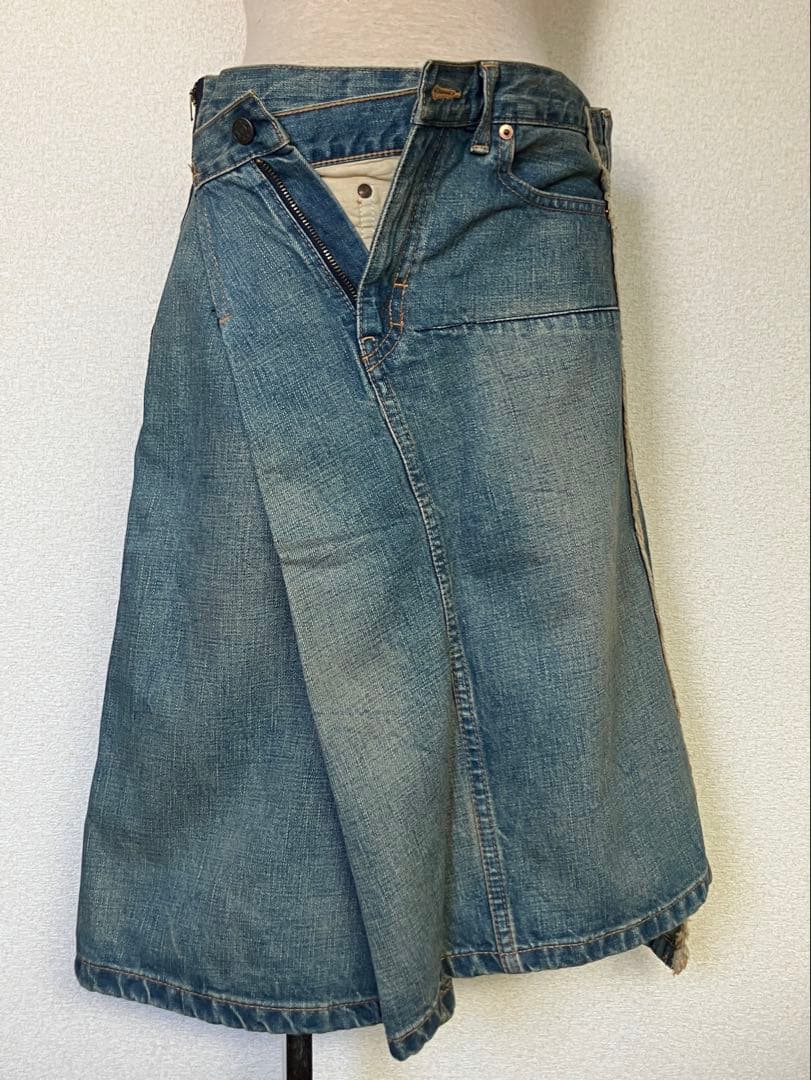 ジュンヤワタナベコムデギャルソン 変形デニムスカート ライトブルー