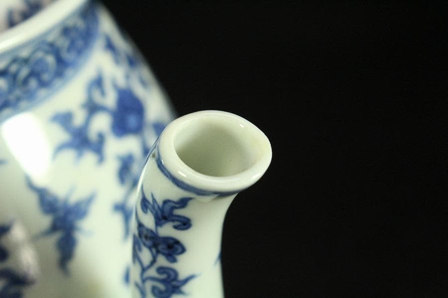 煎茶 桐山造 青花龍紋 水注 瓶 共箱 美品(K-A932)