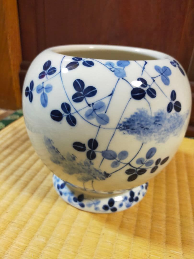 古伊万里染付　水草図　可愛い手火鉢