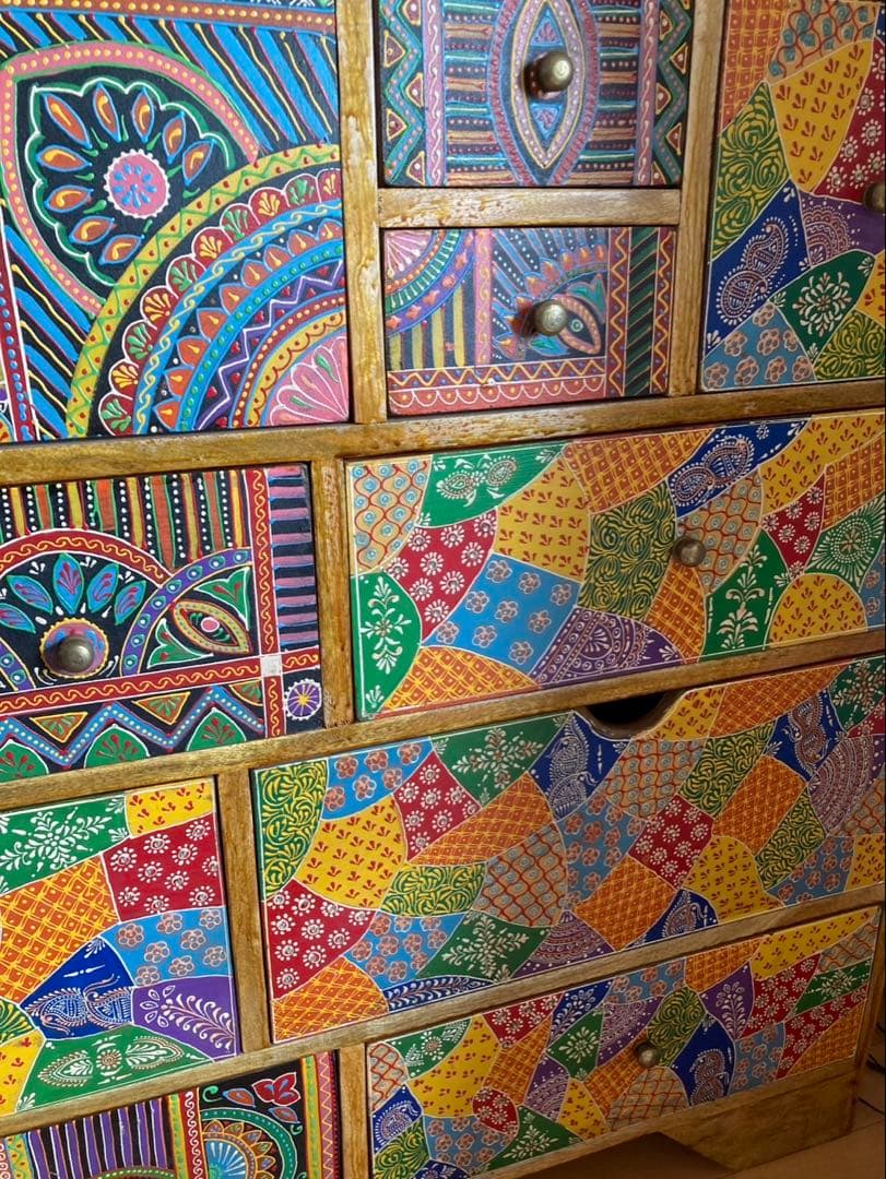 インド製　木製チェスト