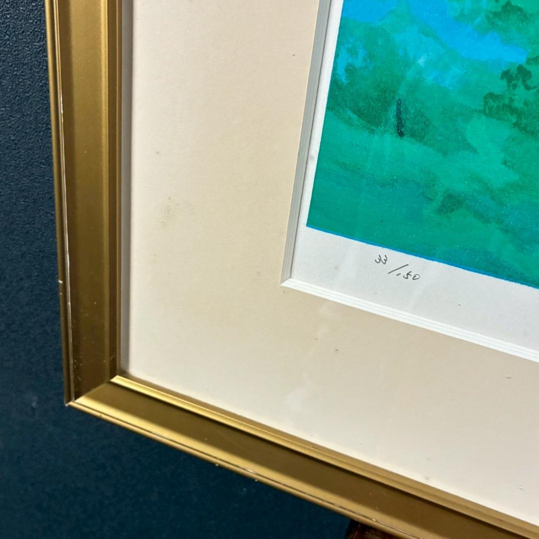 浜田昇児「緑映」リトグラフ 直筆サイン入り 額縁入り 限定150点 濱田昇児