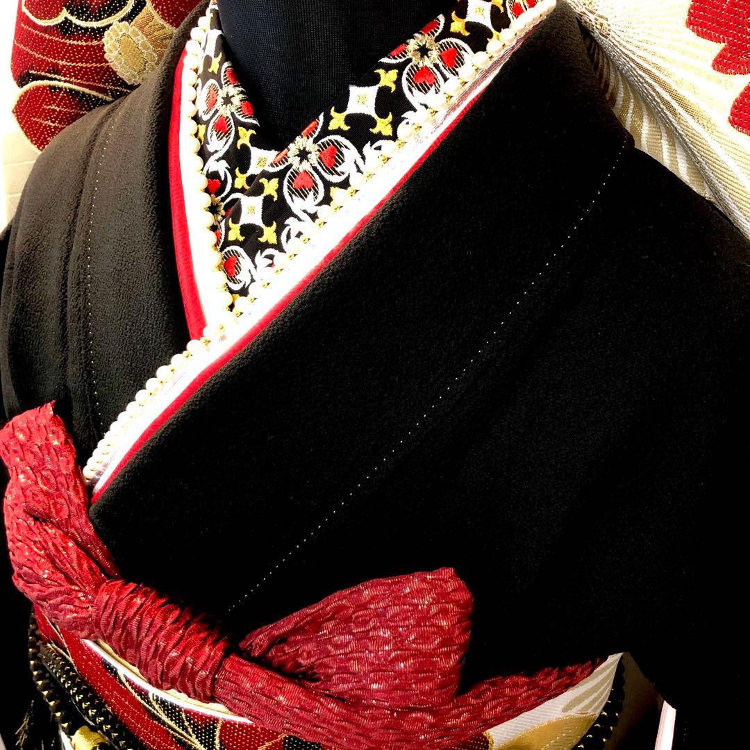 ■黒■無地振袖■刺繍■正絹黒振袖フルセット■成人式■振袖一式