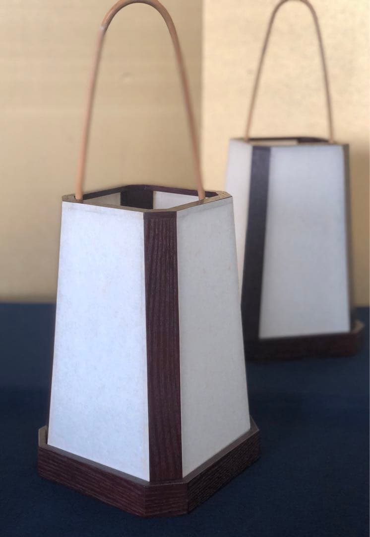 《R》茶道具 夜咄 足元行灯一対 露地行灯 照明 行燈 元箱 260120き5