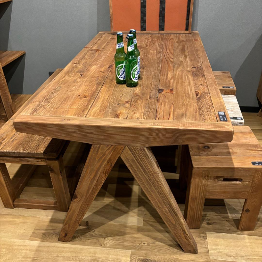 古木　テーブル　古材　北欧　アンティーク　レトロ　机　お洒落　木製　ヴィンテージ