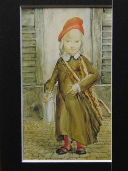 藤田嗣治、【小さな主婦】、希少画集画、高級新品額・額装付、状態良好