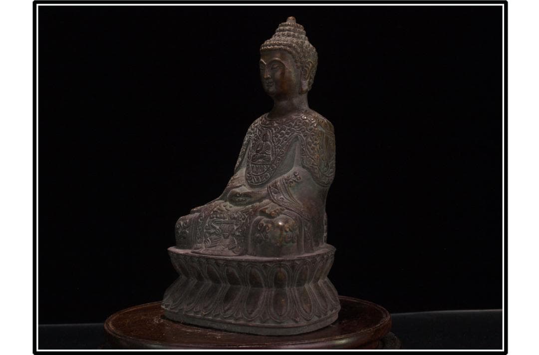 貴重品　唐時代銅製仏像　唐物中国骨董品 古美術 DE846B2-3