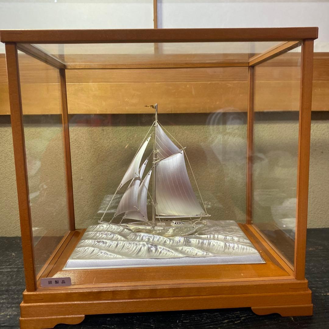 銀製　ヨット置物25cm24.5cm