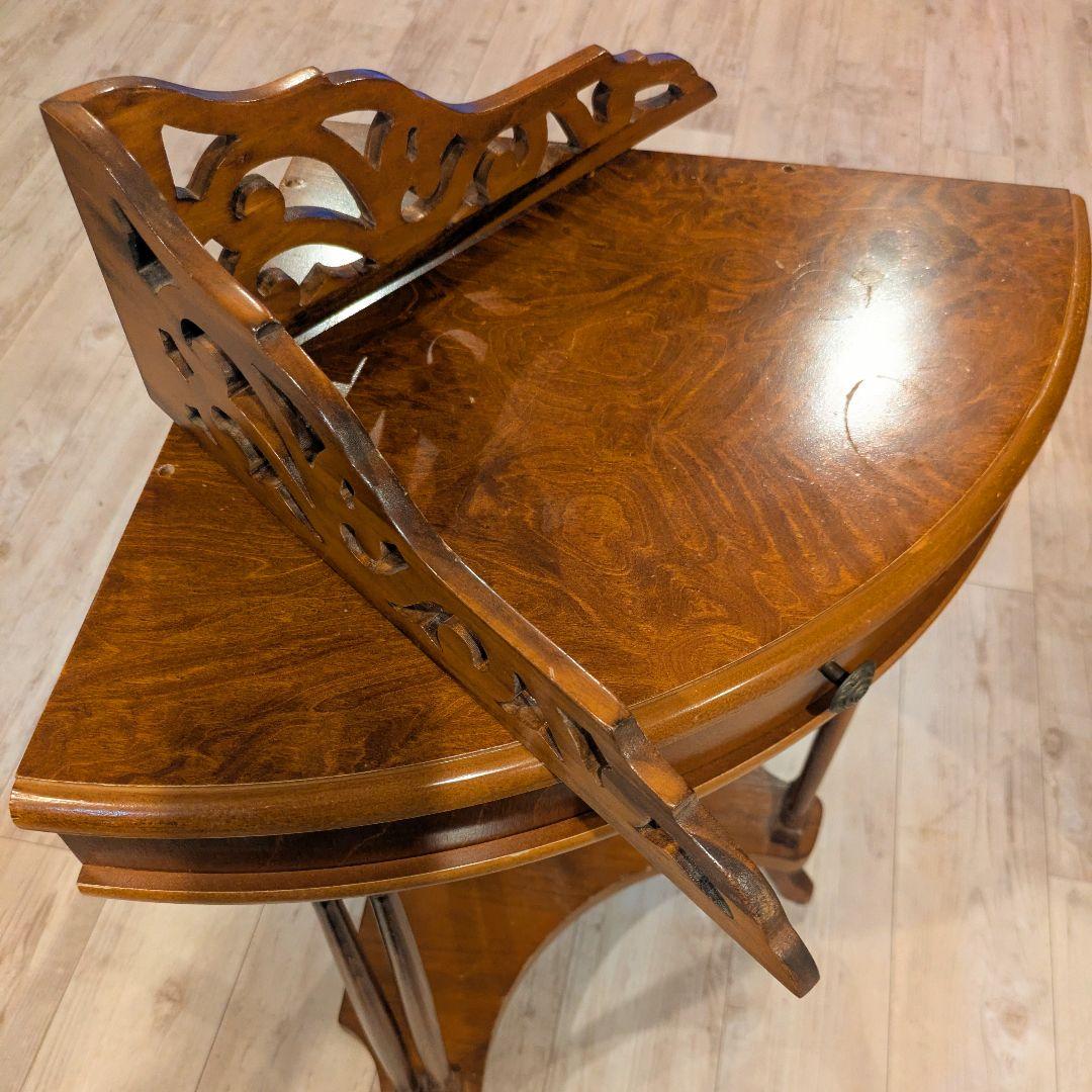 イタリア製 アンティーク調 コーナーテーブル 透かし飾り 輸入家具 送料込