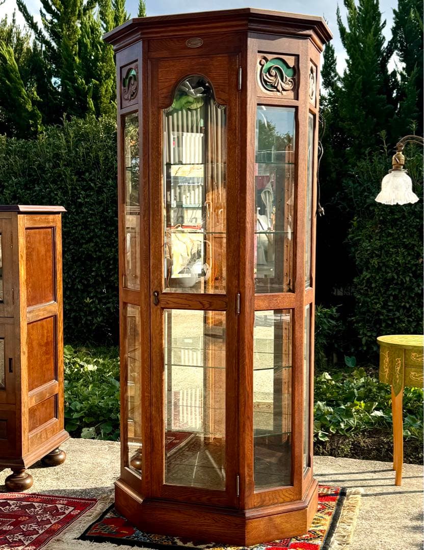 北海道えぞ民芸家具 GRACE80 キュリオケース 38万円 照明付キャビネット