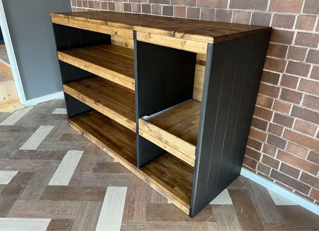 木製オープンシェルフラック食器棚